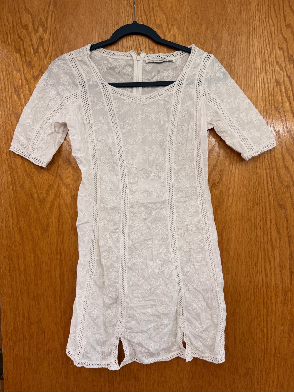 All Saints White Lace Crochet Panel Blouse